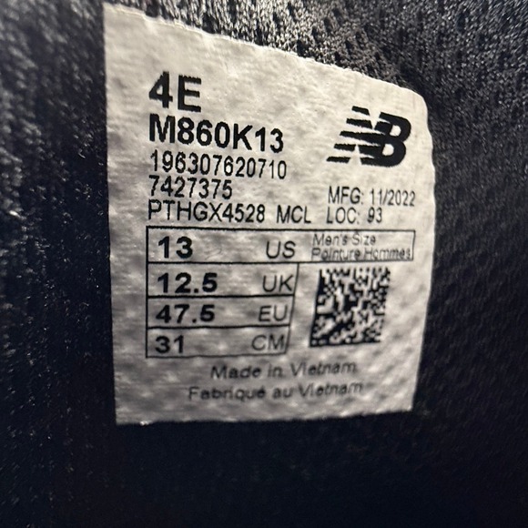 New Balance Fresh Foam X 860v13 Mens 13 4E Extra Wide Black White M860K13 main image 11